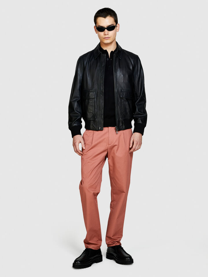 Leather jacket - men's jackets and coats - Black | Sisley image number 1